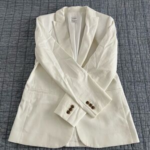 J. Crew White Linen-Blend Tailored Blazer (stain)